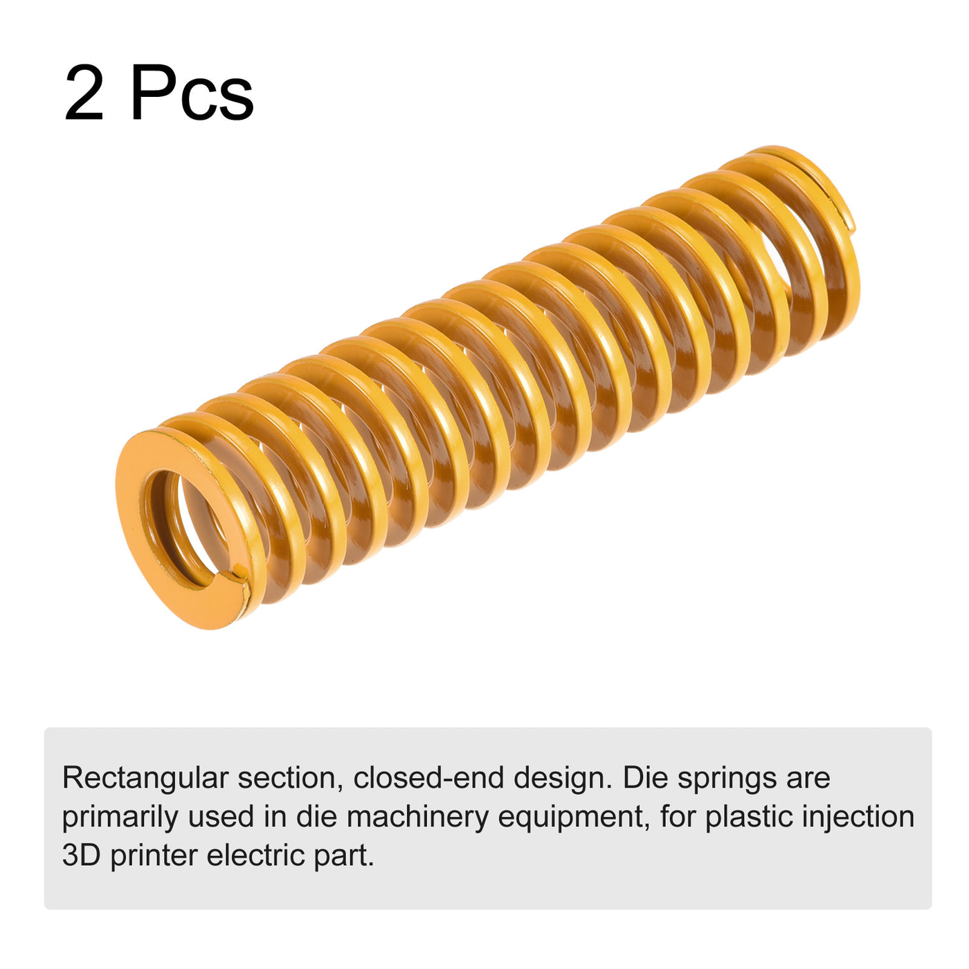 uxcell Uxcell Die Spring, 20mm OD 75mm Long 2pcs Stamping Light Load Compression Yellow