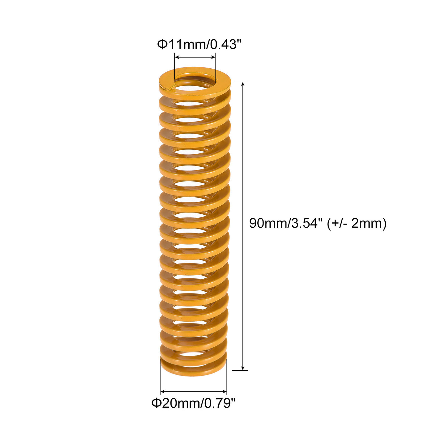 uxcell Uxcell Die Spring, 20mm OD 90mm Long 2pcs Stamping Light Load Compression Yellow