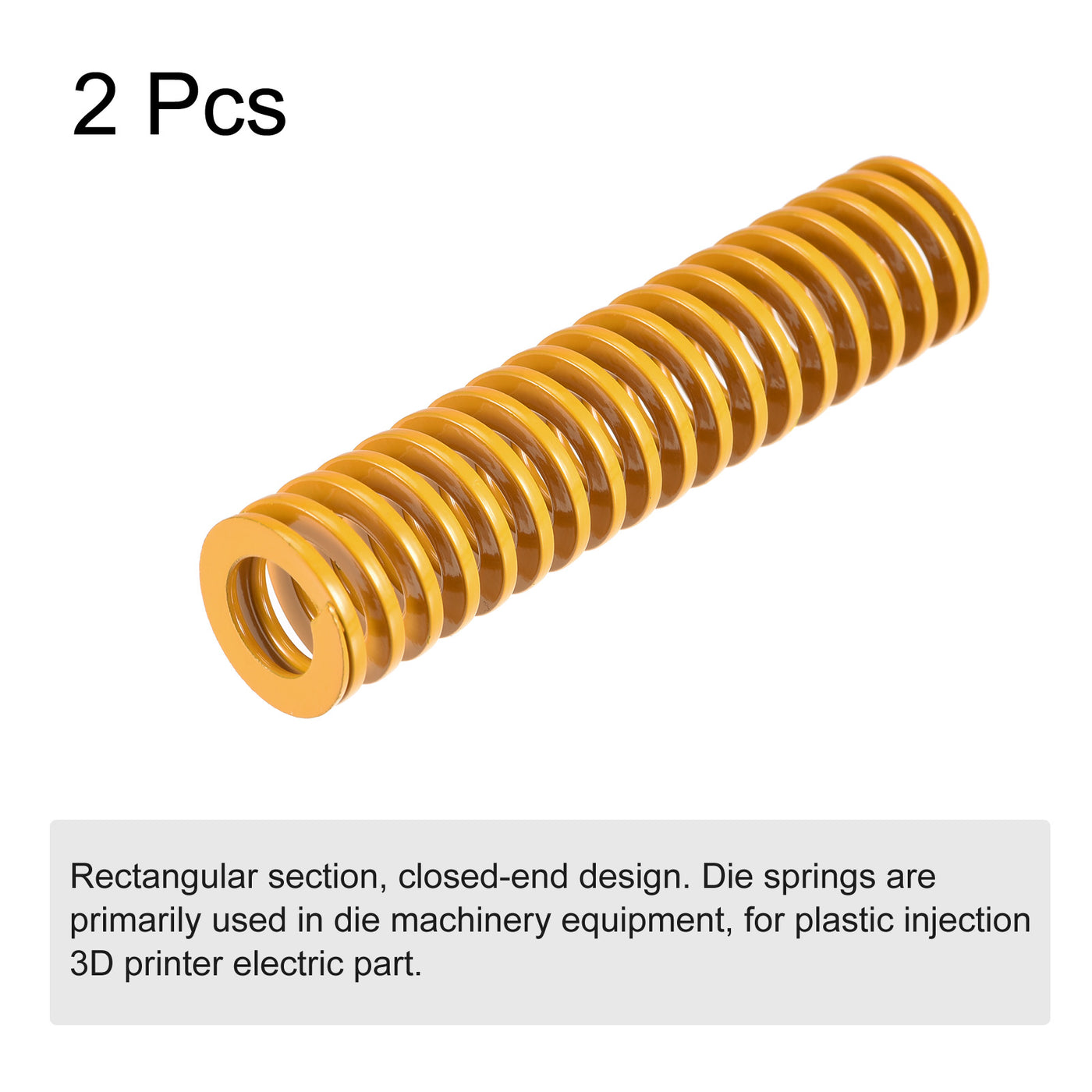 uxcell Uxcell Die Spring, 20mm OD 90mm Long 2pcs Stamping Light Load Compression Yellow