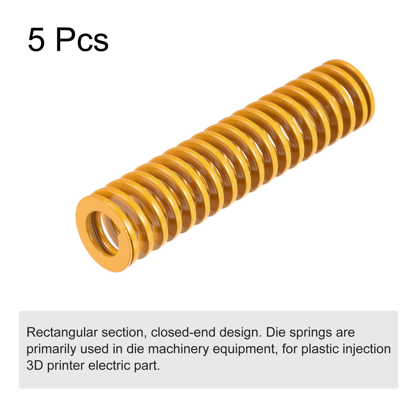 uxcell Uxcell Die Spring, 20mm OD 90mm Long 5pcs Stamping Light Load Compression Yellow