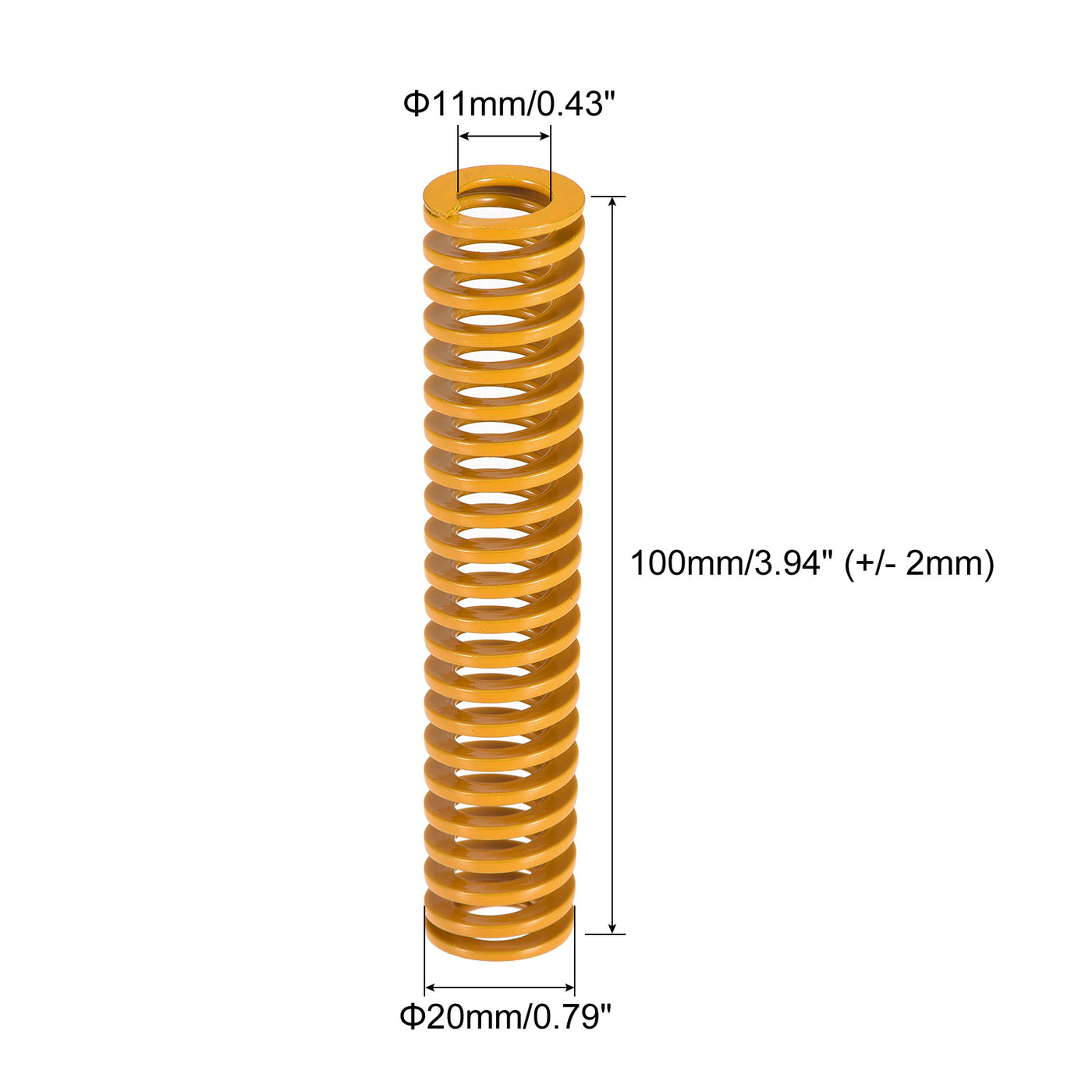 uxcell Uxcell Die Spring, 20mm OD 100mm Long 5pcs Stamping Light Load Compression Yellow