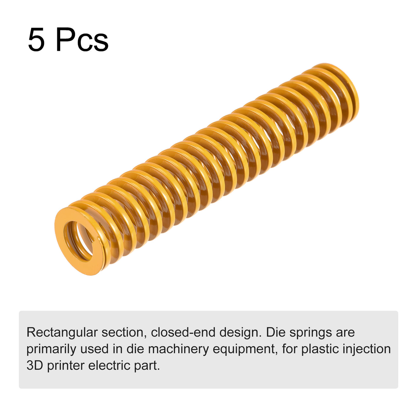 uxcell Uxcell Die Spring, 20mm OD 100mm Long 5pcs Stamping Light Load Compression Yellow