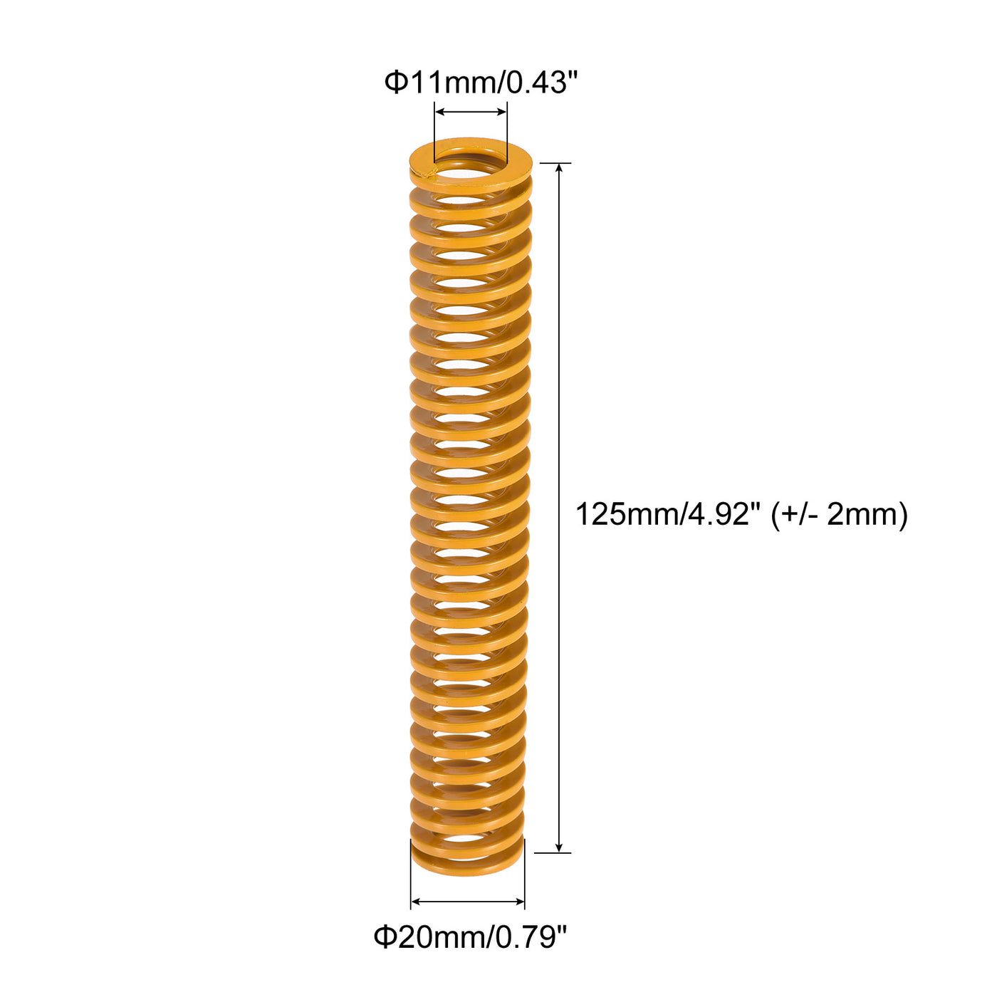 uxcell Uxcell Die Spring, 20mm OD 125mm Long 2pcs Stamping Light Load Compression Yellow