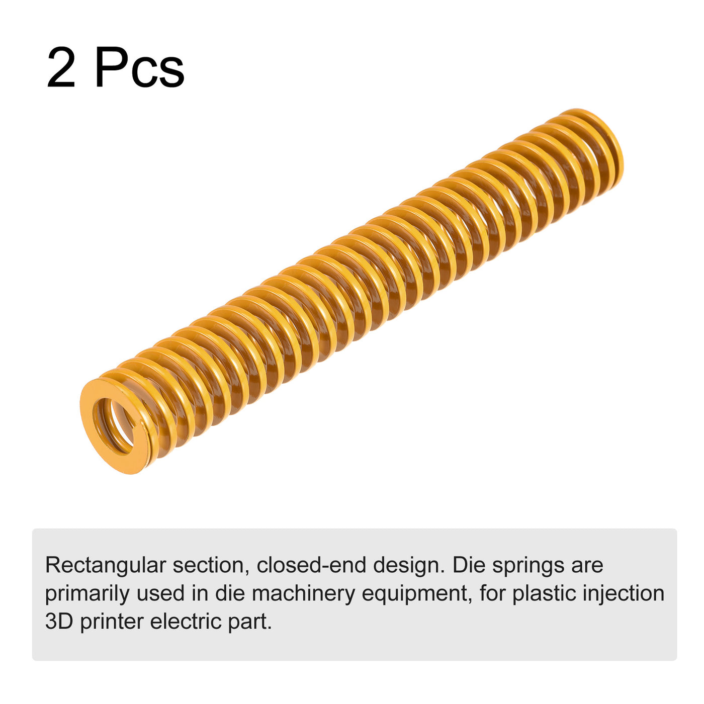 uxcell Uxcell Die Spring, 20mm OD 125mm Long 2pcs Stamping Light Load Compression Yellow