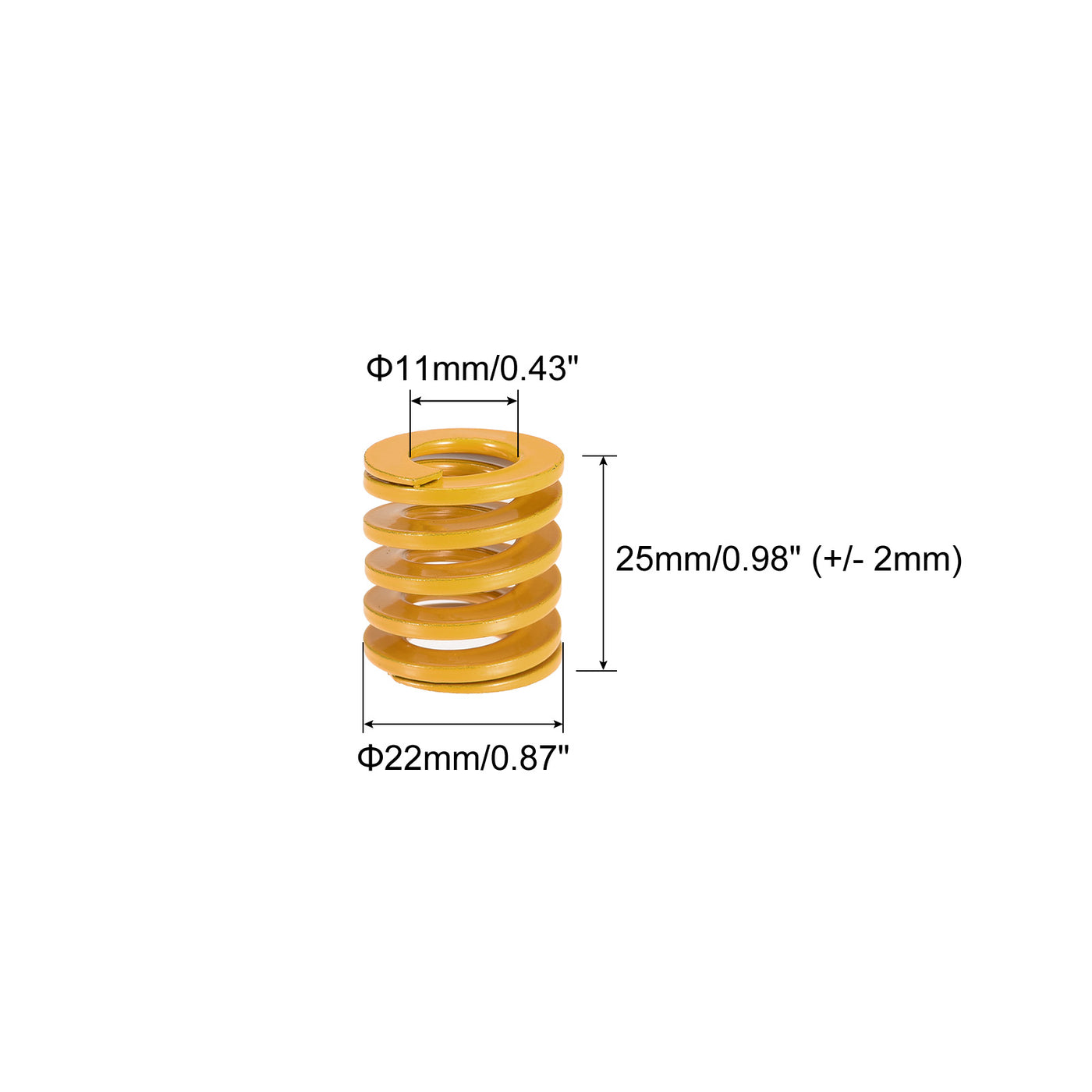 uxcell Uxcell Die Spring, 22mm OD 25mm Long Stamping Light Load Compression Yellow