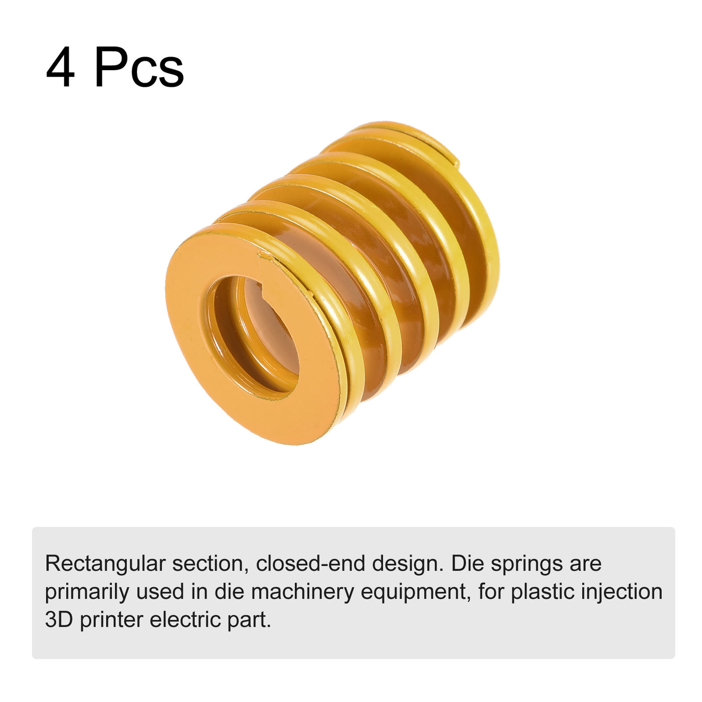 uxcell Uxcell Die Spring, 22mm OD 25mm Long 4pcs Stamping Light Load Compression Yellow