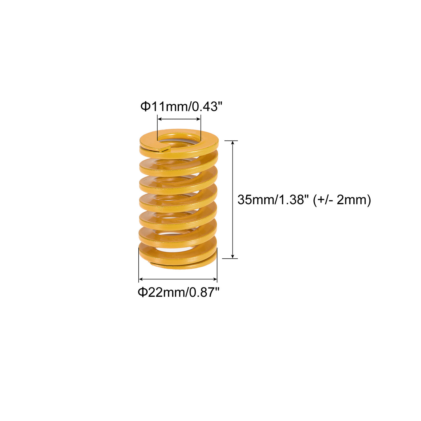 uxcell Uxcell Die Spring, 22mm OD 35mm Long Stamping Light Load Compression Yellow