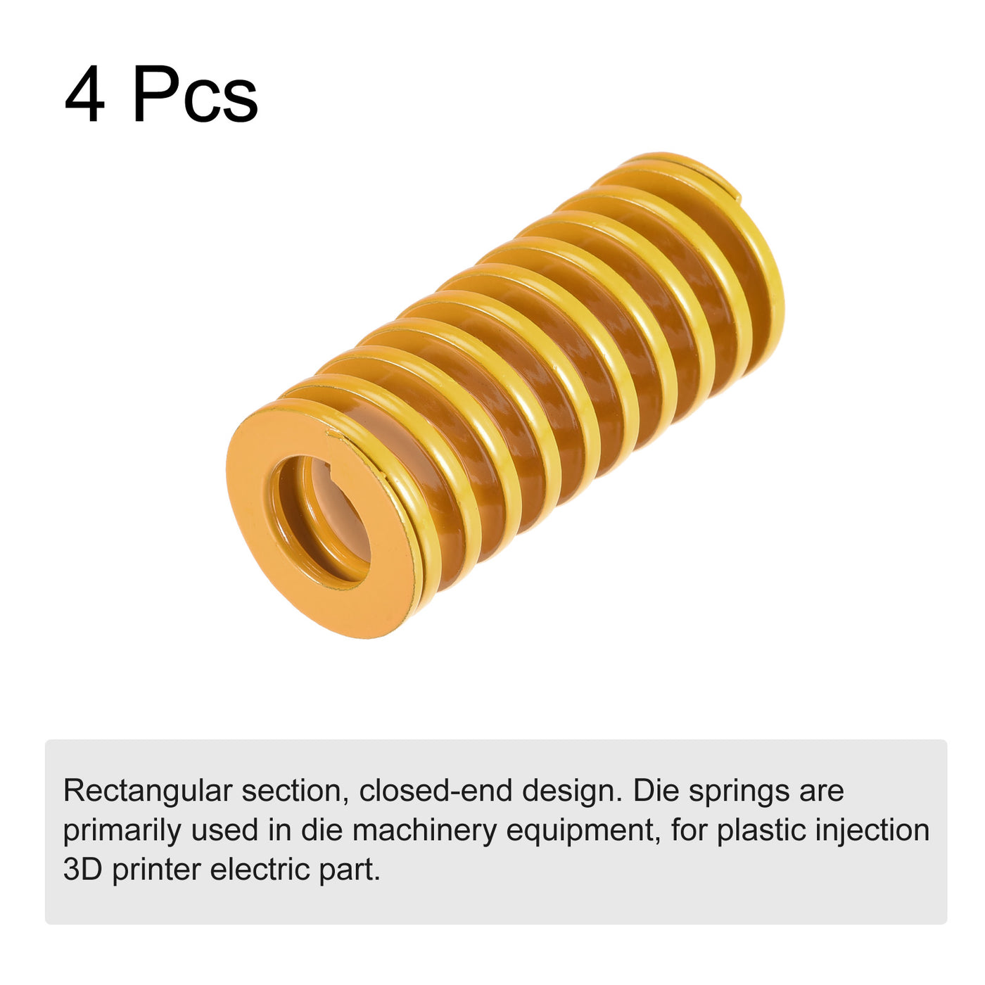 uxcell Uxcell Die Spring, 22mm OD 50mm Long 4pcs Stamping Light Load Compression Yellow