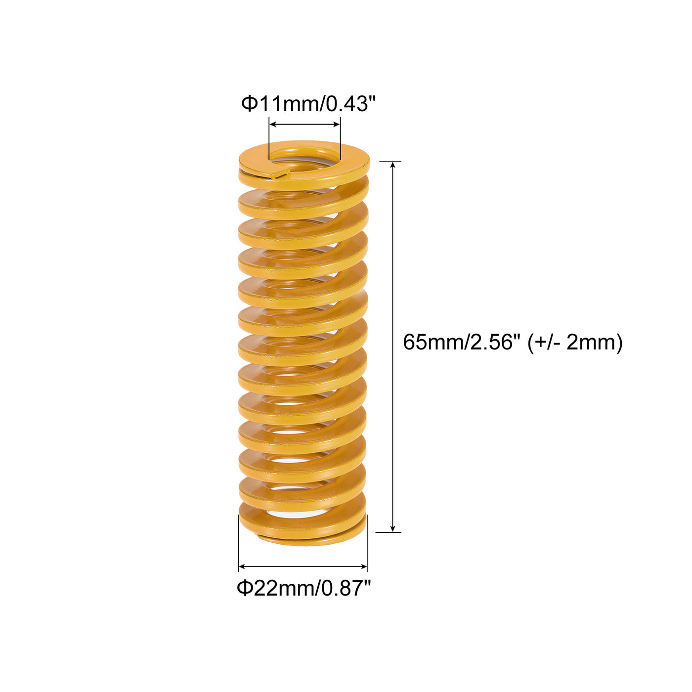 uxcell Uxcell Die Spring, 22mm OD 65mm Long Stamping Light Load Compression Yellow