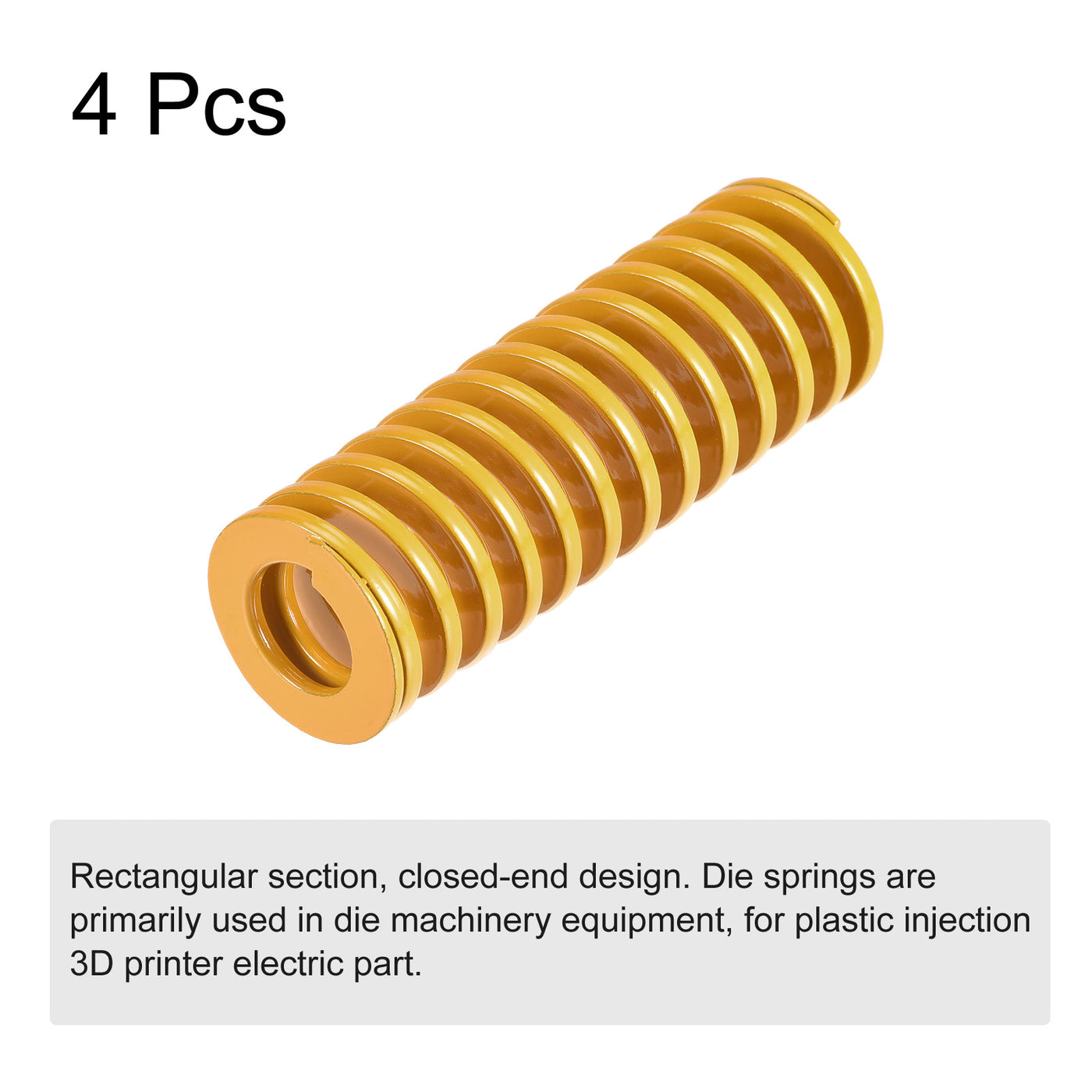 uxcell Uxcell Die Spring, 22mm OD 65mm Long 4pcs Stamping Light Load Compression Yellow