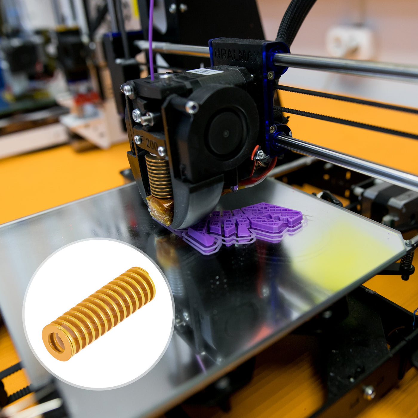 uxcell Uxcell Matrize Feder 22mm 70mm Leichte Last Druckplatte für 3D-Drucker Teil Gelb