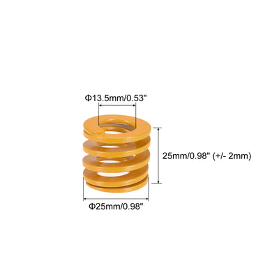 Harfington Uxcell Die Spring, 25mm OD 25mm Long 4pcs Stamping Light Load Compression Yellow