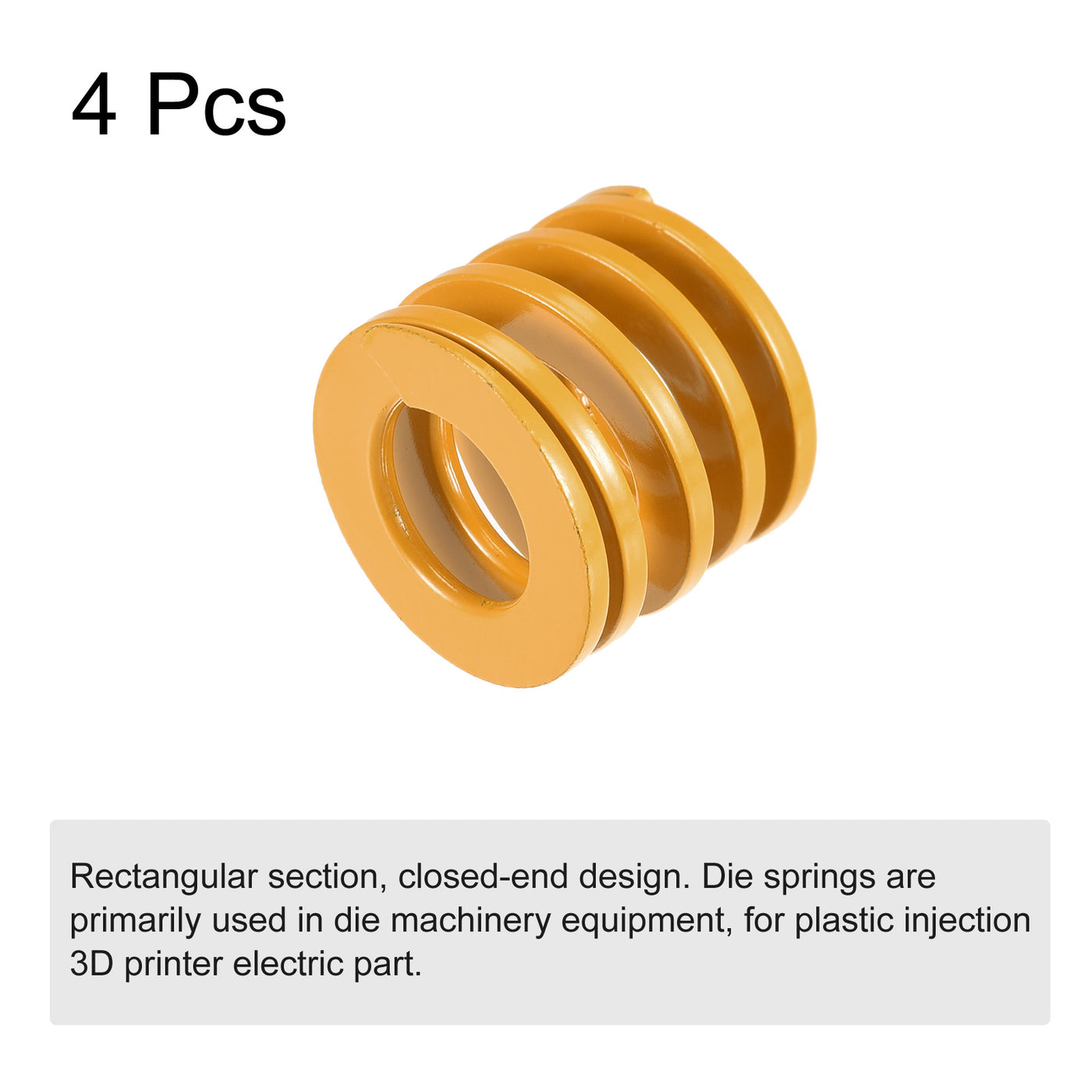 uxcell Uxcell Die Spring, 25mm OD 25mm Long 4pcs Stamping Light Load Compression Yellow