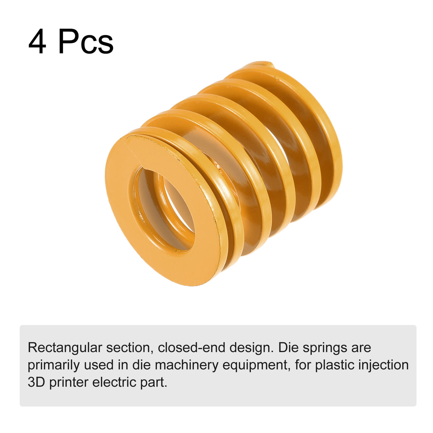 uxcell Uxcell Die Spring, 25mm OD 30mm Long 4pcs Stamping Light Load Compression Yellow