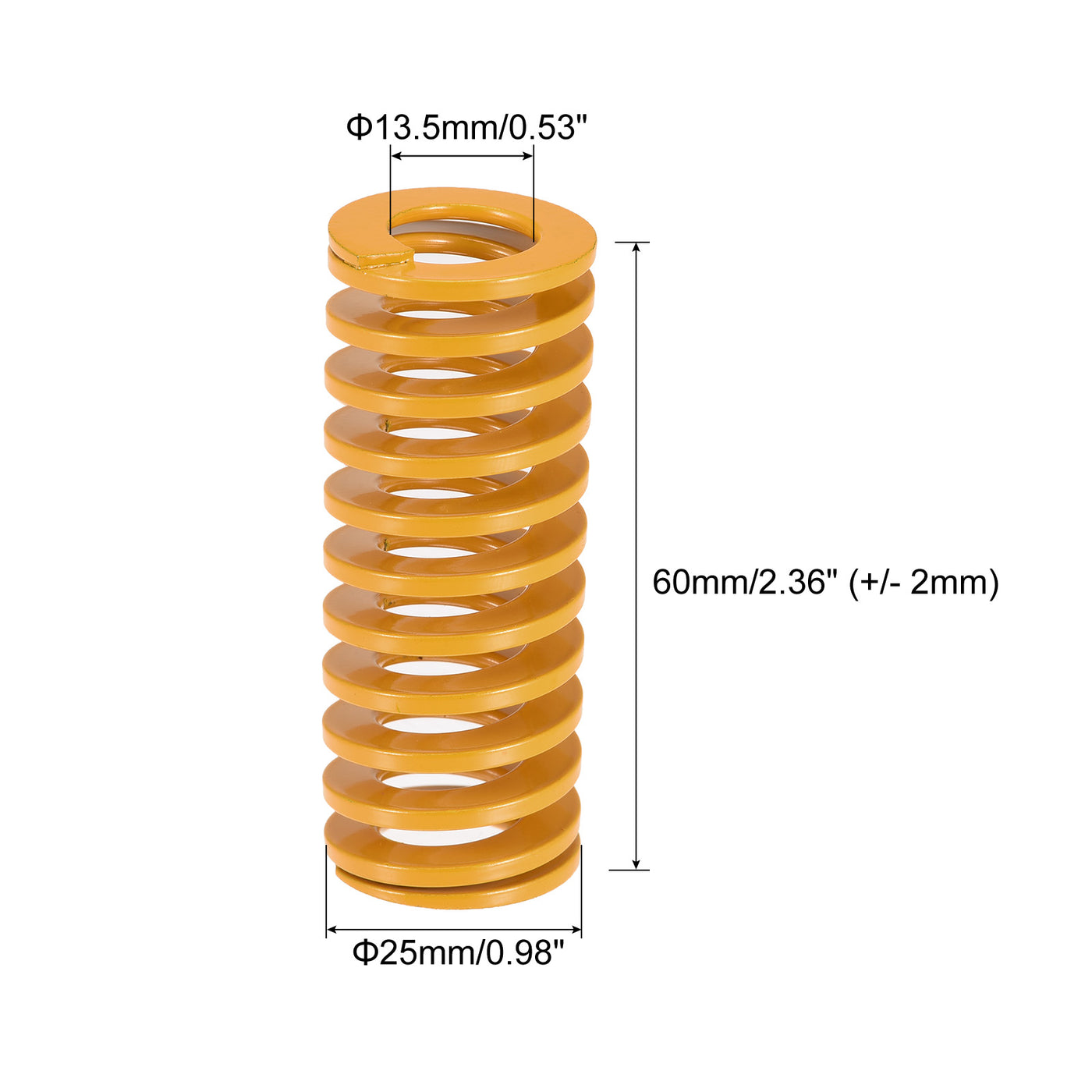 uxcell Uxcell Die Spring, 25mm OD 60mm Long 4pcs Stamping Light Load Compression Yellow