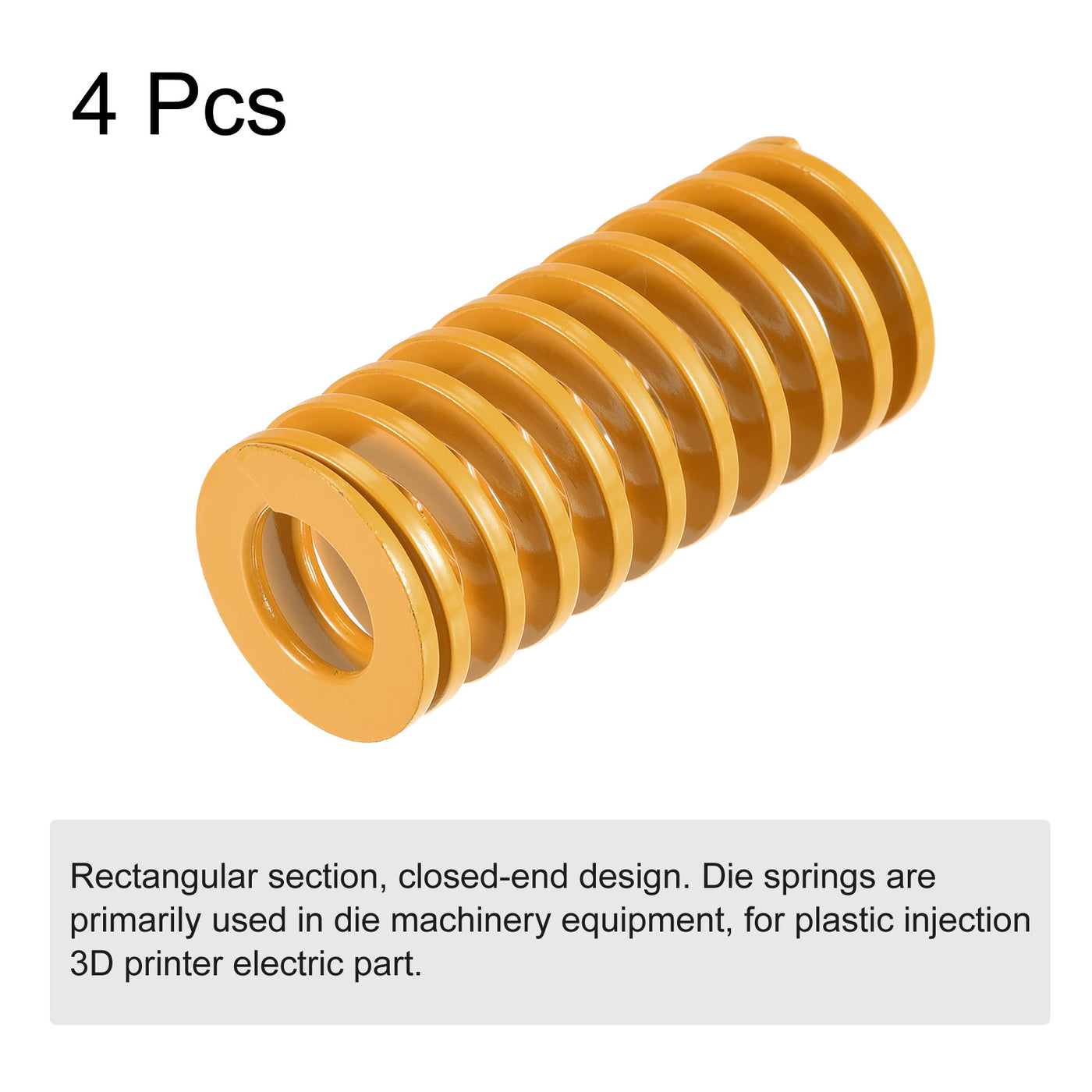 uxcell Uxcell Die Spring, 25mm OD 60mm Long 4pcs Stamping Light Load Compression Yellow