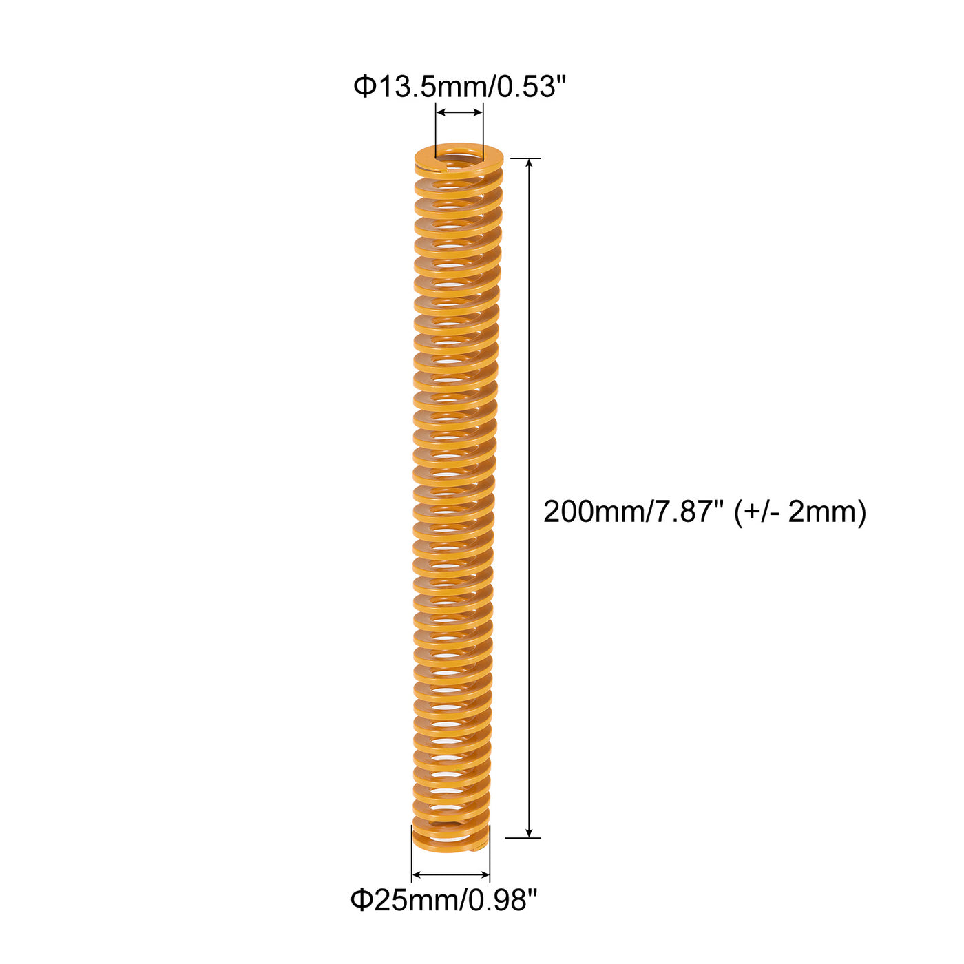 uxcell Uxcell Die Spring, 25mm OD 200mm Long Stamping Light Load Compression Yellow