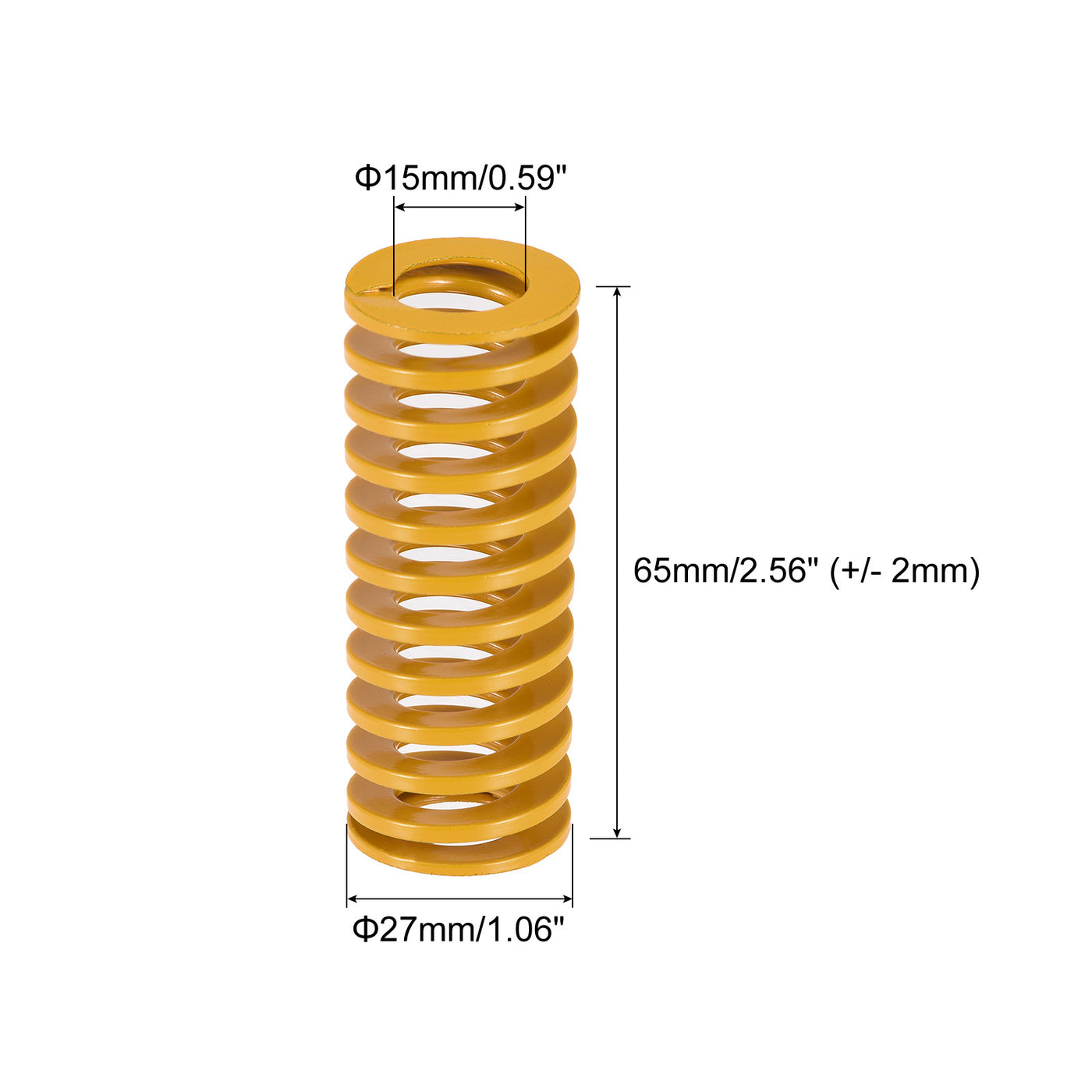 uxcell Uxcell Die Spring, 27mm OD 65mm Long 4pcs Stamping Light Load Compression Yellow