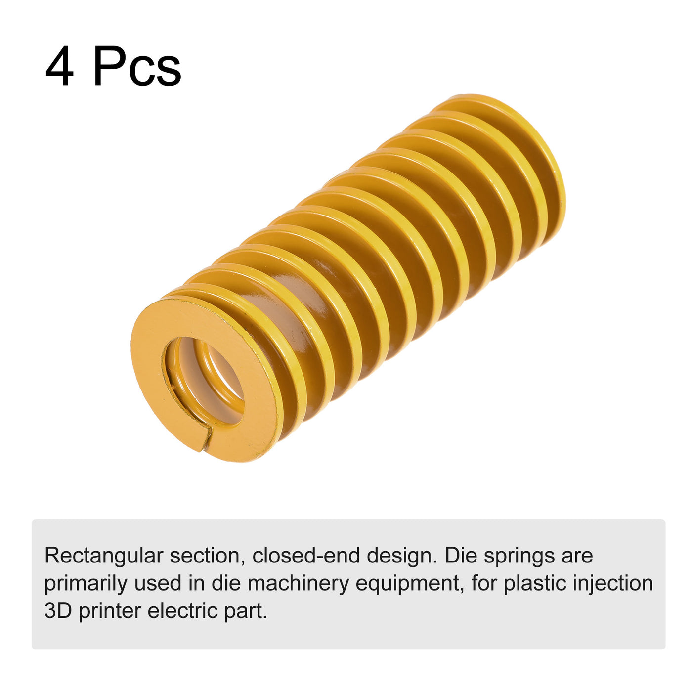 uxcell Uxcell Die Spring, 27mm OD 65mm Long 4pcs Stamping Light Load Compression Yellow