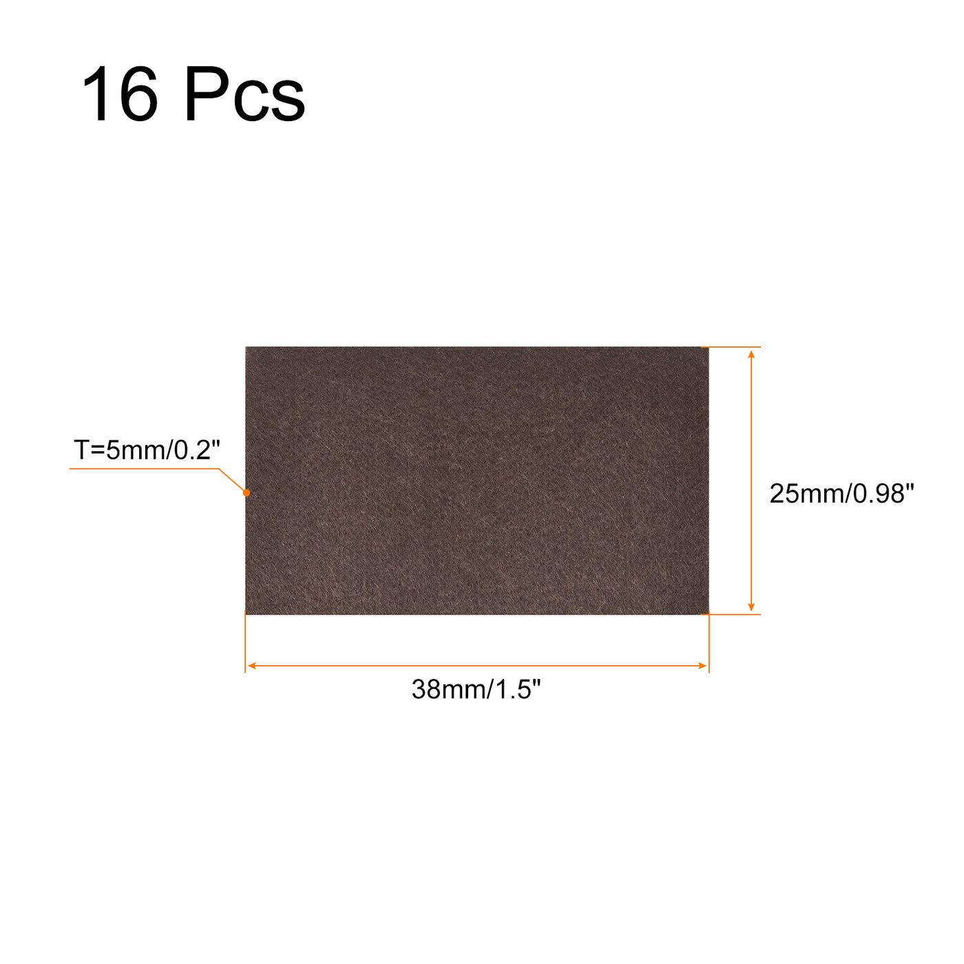 uxcell Uxcell Felt Furniture Pads, 38mm x 25mm Self Adhesive Square Floor Protectors for Furniture Legs Hardwood Floor, Brown 16Pcs