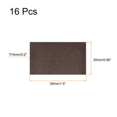 Harfington Uxcell Felt Furniture Pads, 38mm x 25mm Self Adhesive Square Floor Protectors for Furniture Legs Hardwood Floor, Brown 16Pcs