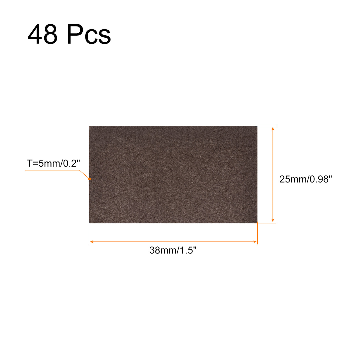 uxcell Uxcell Felt Furniture Pads, 38mm x 25mm Self Adhesive Square Floor Protectors for Furniture Legs Hardwood Floor, Brown 48Pcs