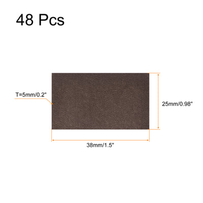 Harfington Uxcell Felt Furniture Pads, 38mm x 25mm Self Adhesive Square Floor Protectors for Furniture Legs Hardwood Floor, Brown 48Pcs