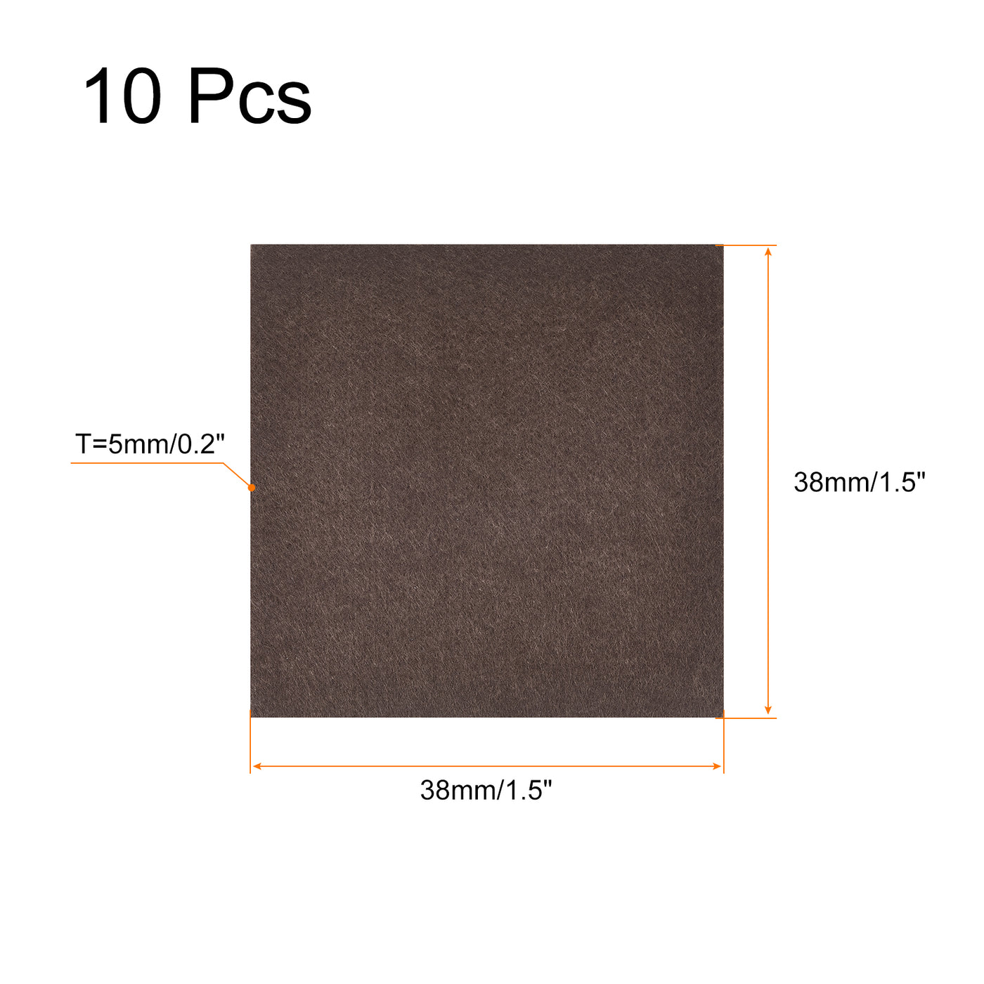 uxcell Uxcell Felt Furniture Pads, 38mm x 38mm Self Adhesive Square Floor Protectors for Furniture Legs Hardwood Floor, Brown 10Pcs