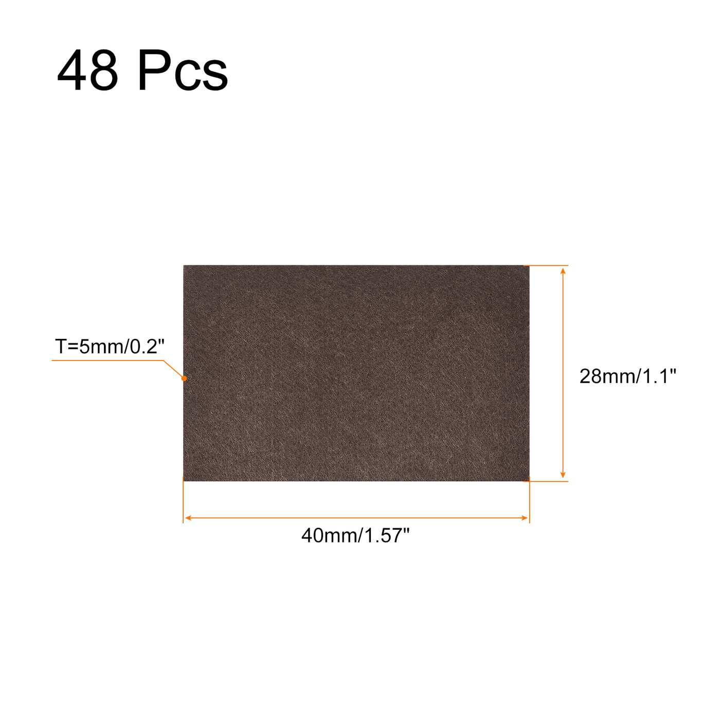 uxcell Uxcell Felt Furniture Pads, 40mm x 28mm Self Adhesive Square Floor Protectors for Furniture Legs Hardwood Floor, Brown 48Pcs