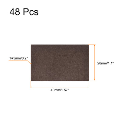 Harfington Uxcell Felt Furniture Pads, 40mm x 28mm Self Adhesive Square Floor Protectors for Furniture Legs Hardwood Floor, Brown 48Pcs