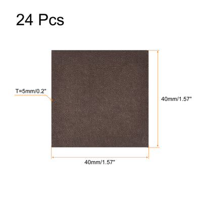 Harfington Uxcell Felt Furniture Pads, 40mm x 40mm Self Adhesive Square Floor Protectors for Furniture Legs Hardwood Floor, Brown 24Pcs