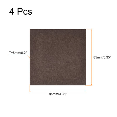 Harfington Uxcell Felt Furniture Pads, 85mm x 85mm Self Adhesive Square Floor Protectors for Furniture Legs Hardwood Floor, Brown 4Pcs