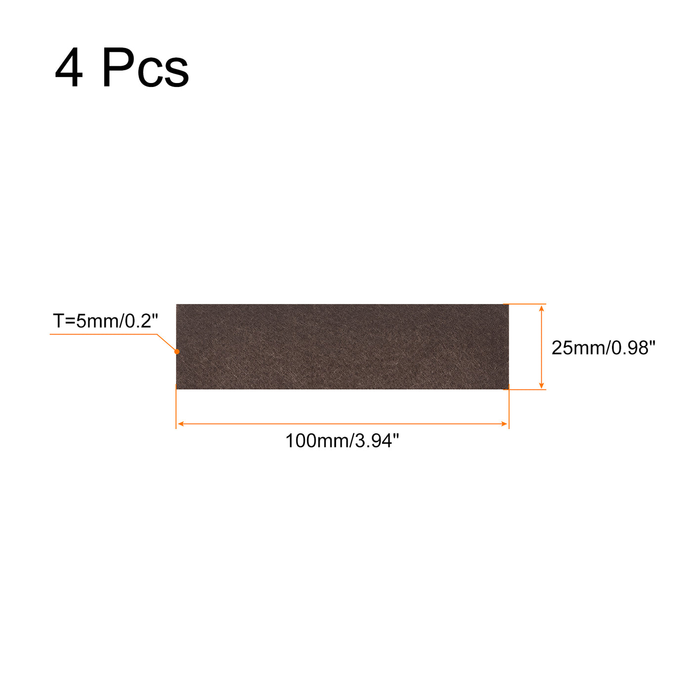 uxcell Uxcell 4Stk Filz Selbstklebend Quadrat Bodenschützer für Holzboden 100mmx25mm Braun