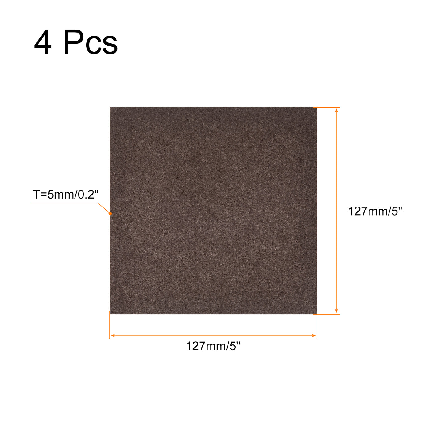 uxcell Uxcell Felt Furniture Pads, 127mm x 127mm Self Adhesive Square Floor Protectors for Furniture Legs Hardwood Floor, Brown 4Pcs