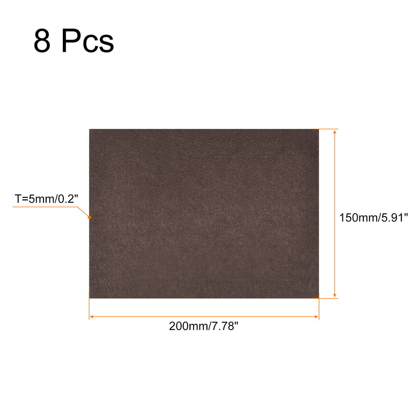 uxcell Uxcell Felt Furniture Pads, 200mm x 150mm Self Adhesive Square Floor Protectors for Furniture Legs Hardwood Floor, Brown 8Pcs