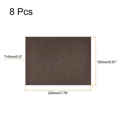 Harfington Uxcell Felt Furniture Pads, 200mm x 150mm Self Adhesive Square Floor Protectors for Furniture Legs Hardwood Floor, Brown 8Pcs