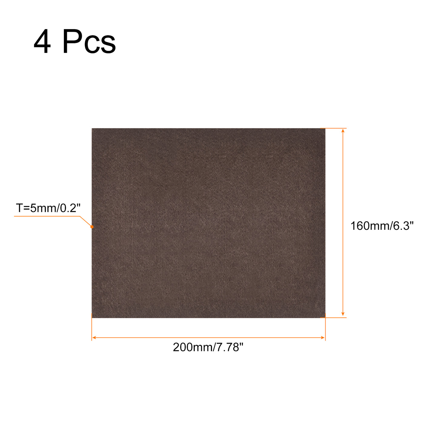 uxcell Uxcell Felt Furniture Pads, 200mm x 160mm Self Adhesive Square Floor Protectors for Furniture Legs Hardwood Floor, Brown 4Pcs