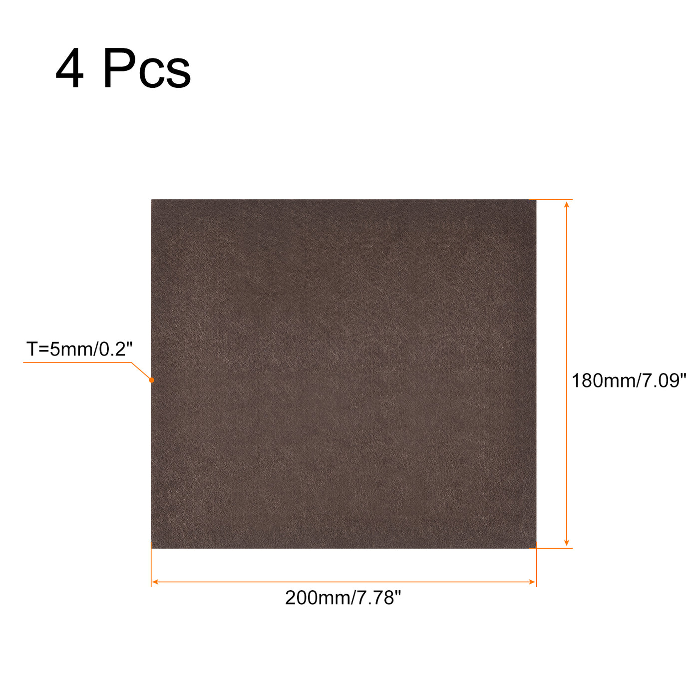 uxcell Uxcell Felt Furniture Pads, 200mm x 180mm Self Adhesive Square Floor Protectors for Furniture Legs Hardwood Floor, Brown 4Pcs