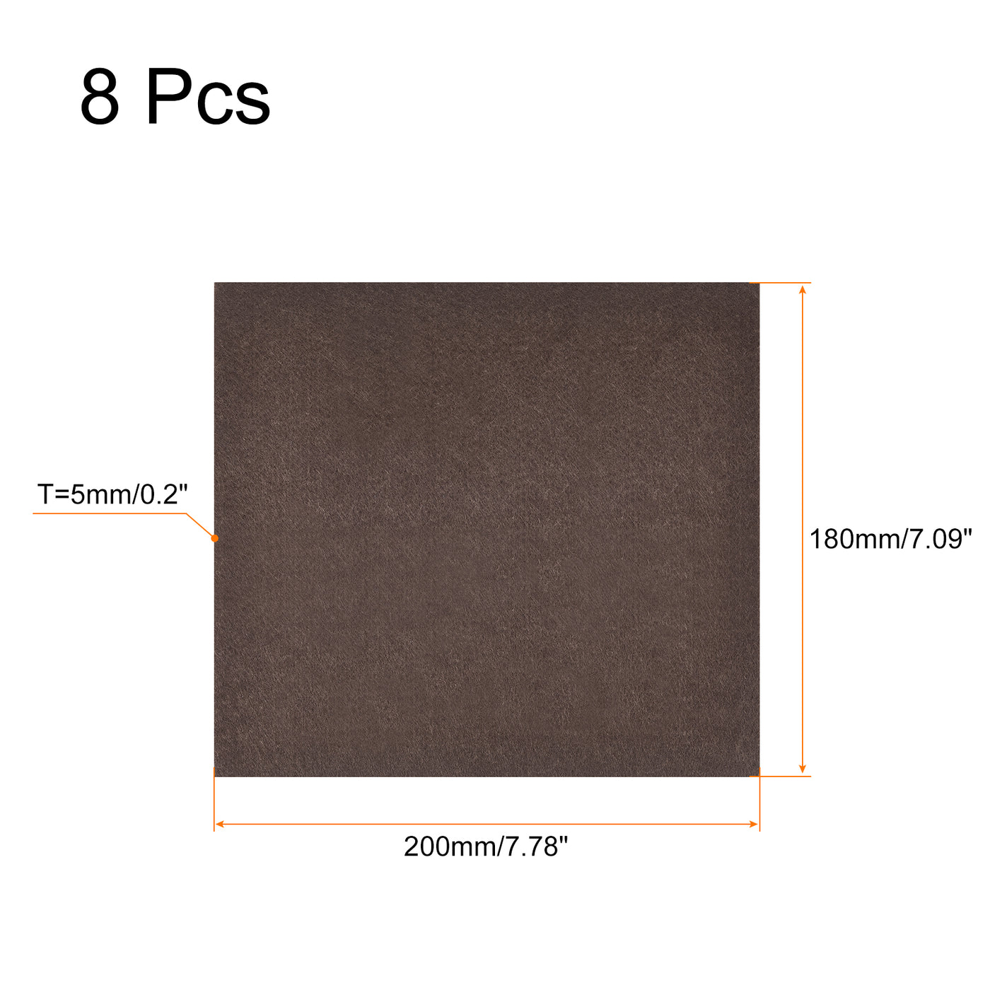 uxcell Uxcell Felt Furniture Pads, 200mm x 180mm Self Adhesive Square Floor Protectors for Furniture Legs Hardwood Floor, Brown 8Pcs