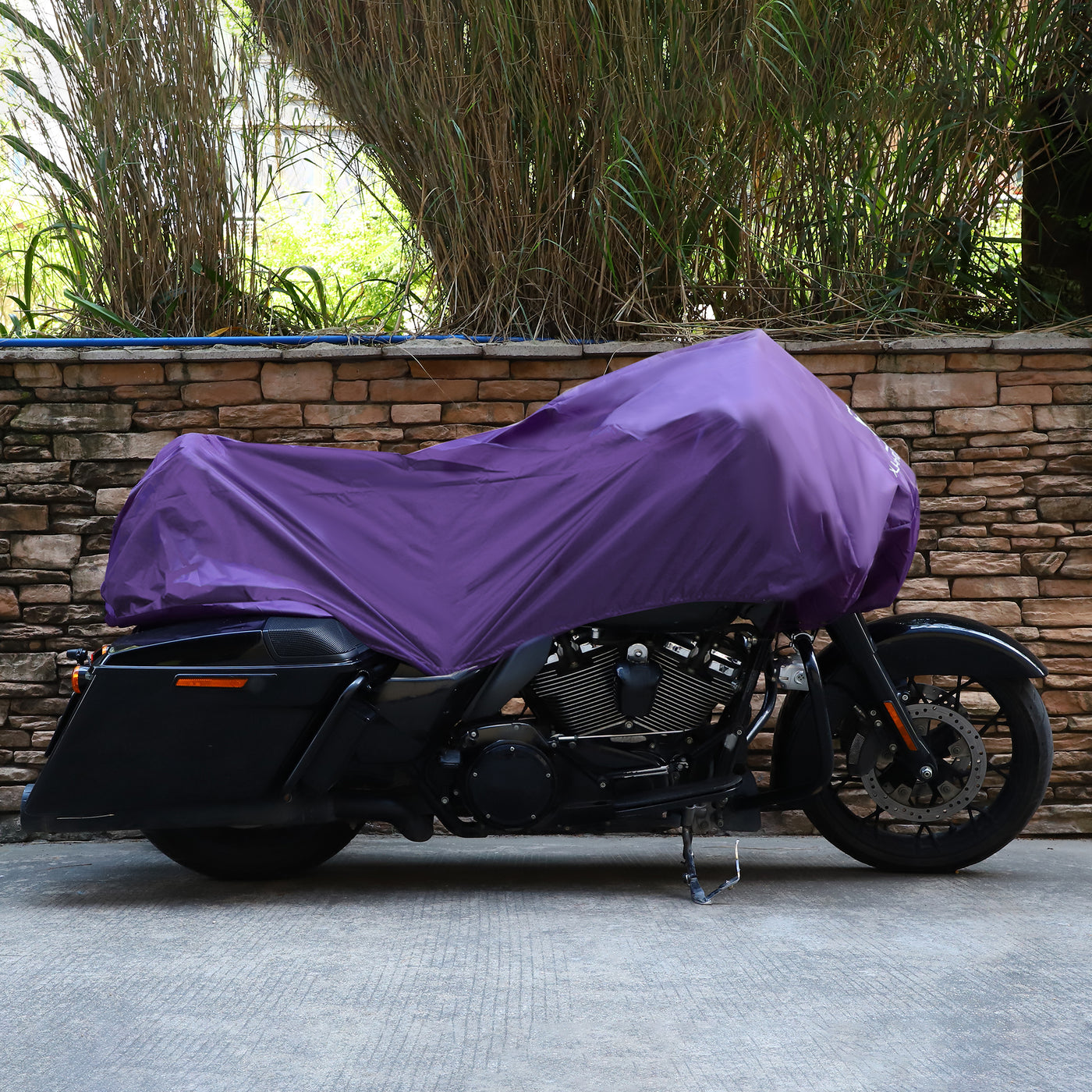 X AUTOHAUX Motorcycle Cover Lightweight Half Cover Outdoor Waterproof Rain Dust Protector Purple L Size for Most Full Dress Touring Cruiser