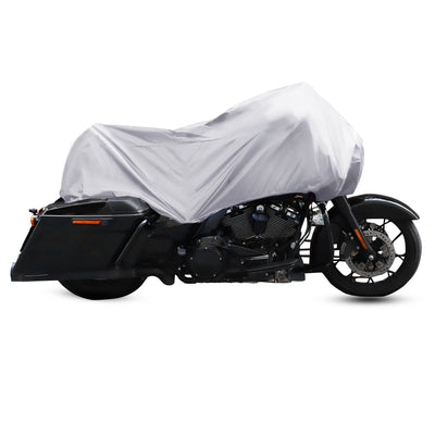 Harfington Motorcycle Cover Lightweight Half Cover Outdoor Waterproof Rain Dust Protector Silver Tone L Size for Most Full Dress Touring Cruiser