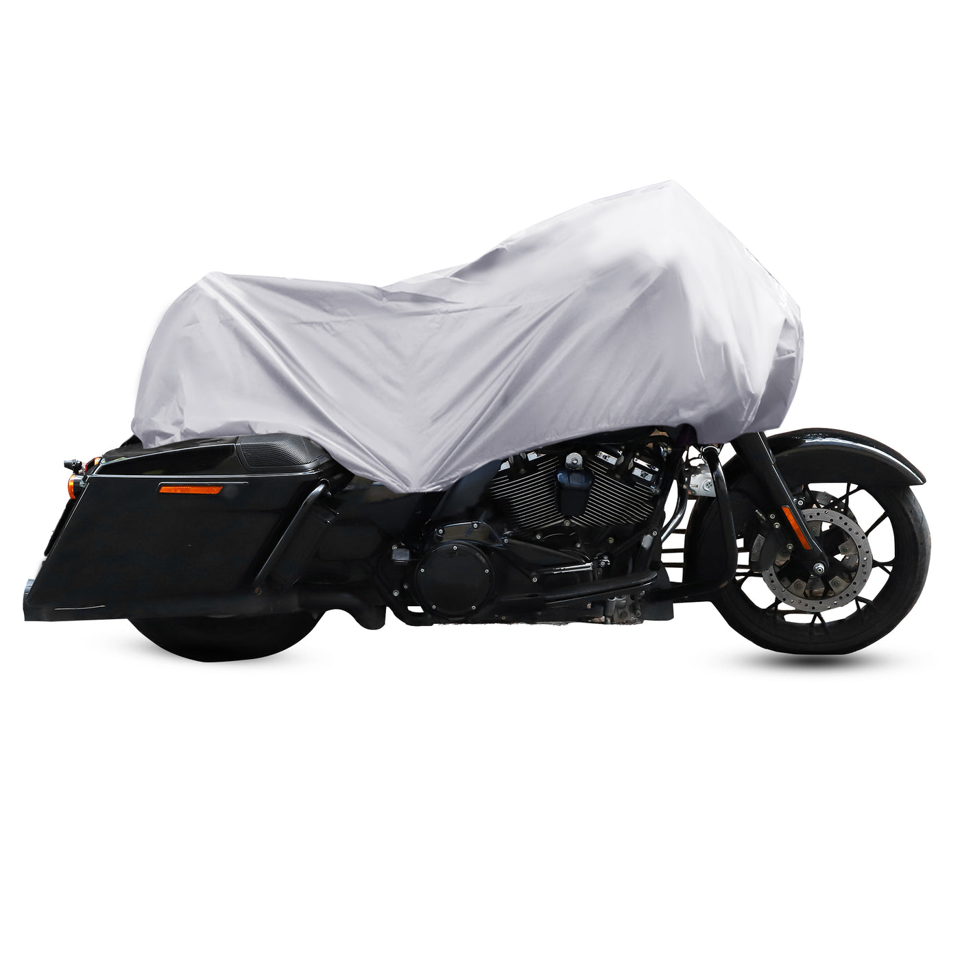 X AUTOHAUX Motorcycle Cover Lightweight Half Cover Outdoor Waterproof Rain Dust Protector Silver Tone L Size for Most Full Dress Touring Cruiser