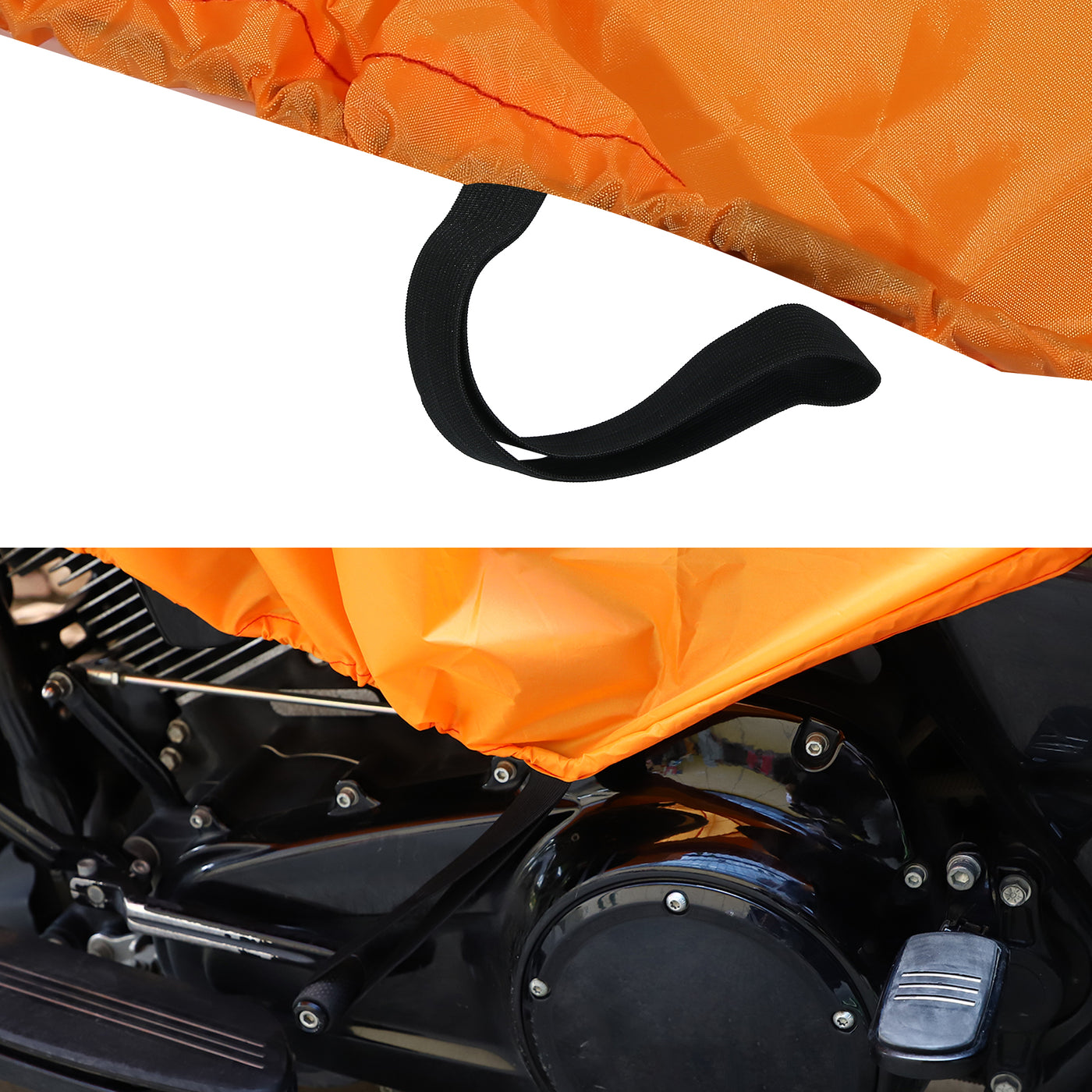 X AUTOHAUX Motorcycle Cover Lightweight Half Cover Outdoor Waterproof Rain Dust Protector Orange L Size for Most Full Dress Touring Cruiser