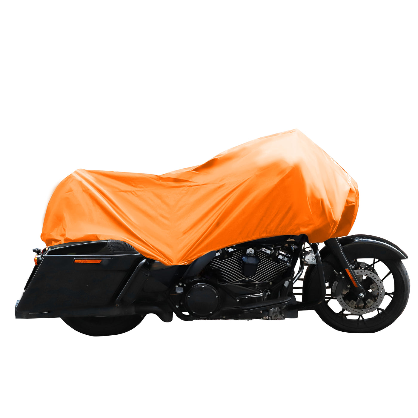 X AUTOHAUX Motorcycle Cover Lightweight Half Cover Outdoor Waterproof Rain Dust Protector Orange L Size for Most Full Dress Touring Cruiser