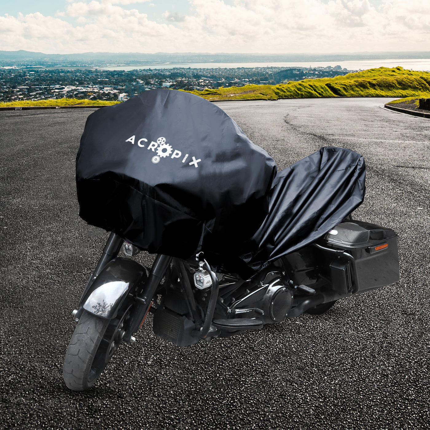 ACROPIX XL Lightweight Motorcycle Half Cover for Most Full Dress Touring Cruiser Motorbike Black - Pack of 1