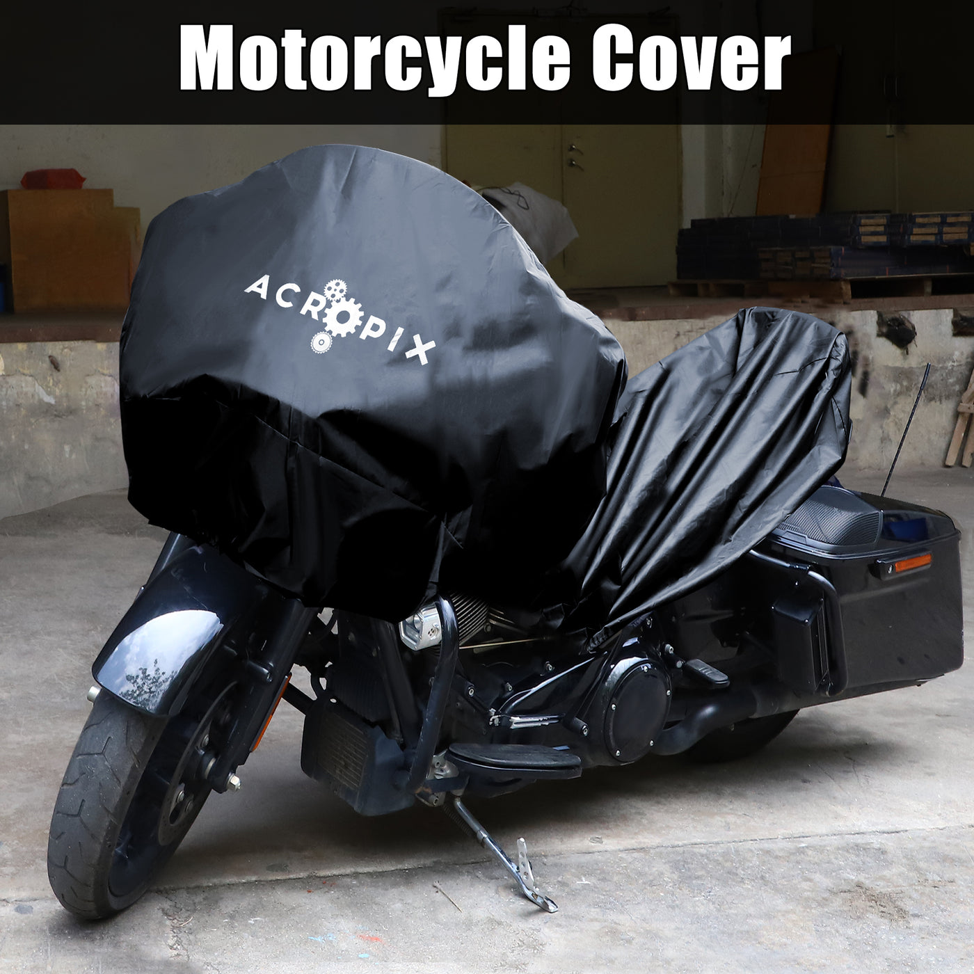 ACROPIX XL Lightweight Motorcycle Half Cover for Most Full Dress Touring Cruiser Motorbike Black - Pack of 1