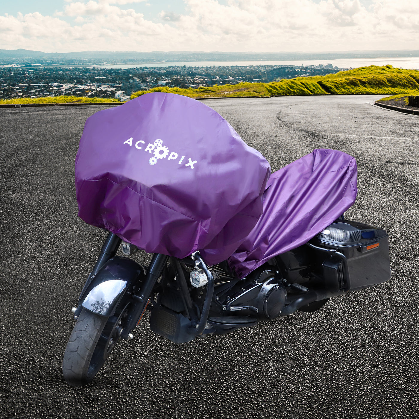 ACROPIX XL Lightweight Motorcycle Half Cover for Most Full Dress Touring Cruiser Motorbike Purple - Pack of 1