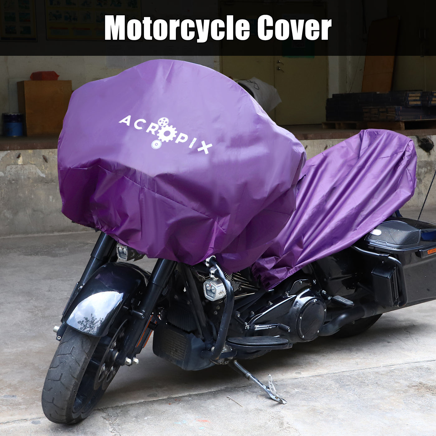 ACROPIX XL Lightweight Motorcycle Half Cover for Most Full Dress Touring Cruiser Motorbike Purple - Pack of 1