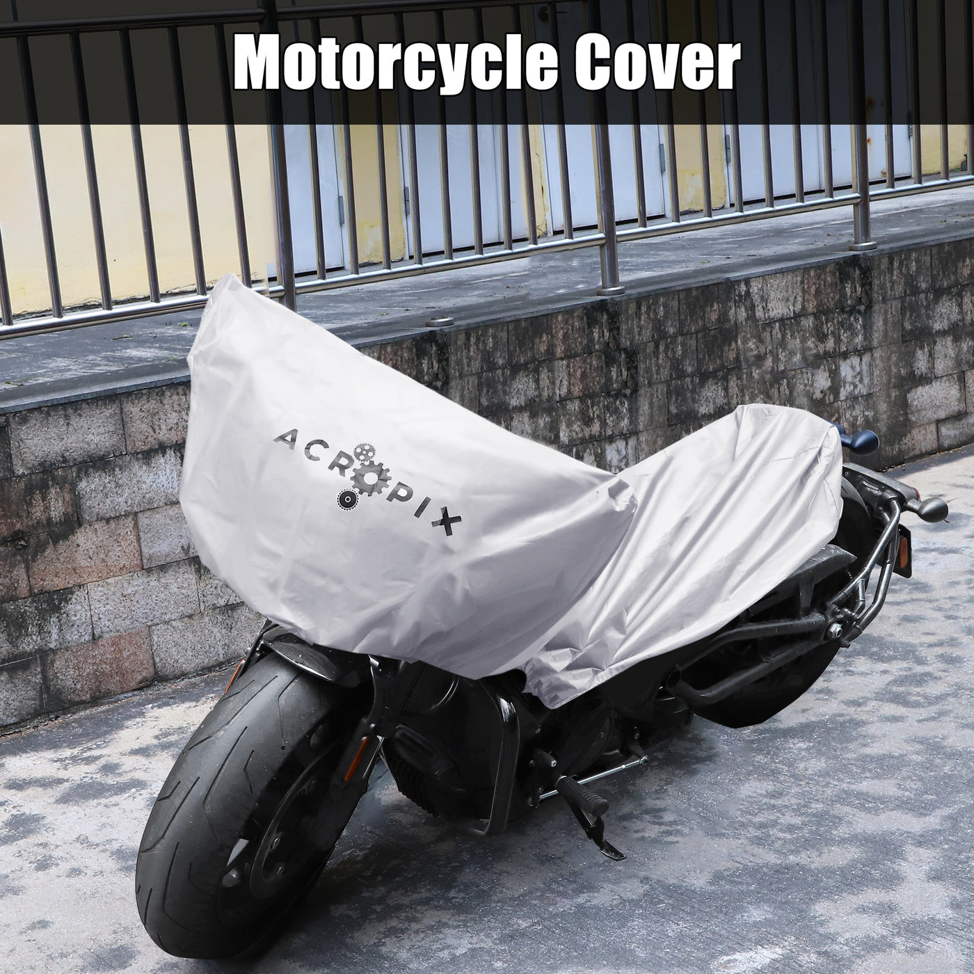 ACROPIX M Lightweight Motorcycle Half Cover for Most Full Dress Touring Cruiser Motorbike Silver Tone - Pack of 1