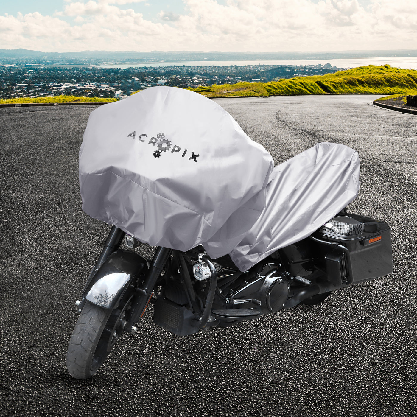 ACROPIX 1 Stück XL Leichte Motorrad Halb Abdeckung Silber Ton 